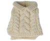 A off white Maileg Puppy Sweater with a cable knit pattern and a tail hole, isolated on a white background.