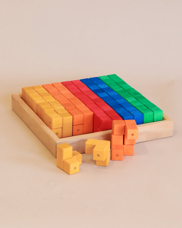 interlocking colorful wooden blocks