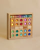 Wooden squares with gem inserts