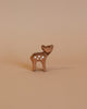 Small, brown Ostheimer Deer - Small Head High figurine with white spots on its back, standing on a plain beige background. This handcrafted wooden toy deer is looking upwards with its ears perked, perfect for imaginative play and reminiscent of Ostheimer toys.