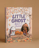 The cover of the "Little Ghost Makes a Friend Book" by Maggie Edkins Willis shows a shy ghost and a girl seated on a bench, accompanied by two carved pumpkins. They are surrounded by autumn leaves and there is a spider web in the upper right corner, setting the scene for their journey of making friends.