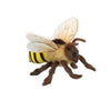 A yellow and black striped bee with translucent wings and six legs is shown on a white background. The Honey Bee Stuffed Animal appears to have a fuzzy texture on its body, showcasing realistic features akin to hand-sewn animals.