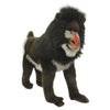 The Hansa Mandrill Monkey Stuffed Animal is a lifelike plush toy featuring detailed brown fur, a white belly, a mane-like tuft around its face, and the mandrill's characteristic red and blue snout markings. Expertly hand-sewn, it stands on four legs and captures the unique personality and expressive features of a real mandrill.