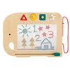 Introducing the Wooden Elephant Magic Drawing Board – a unique and imaginative drawing board featuring an elephant-shaped wooden frame. It comes complete with a stylus, colorful knobs, and magnetic stamps, allowing your child to draw images such as the sun, numbers, stars, trees, and a house on its display screen.