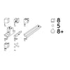 Illustration of a Cuboro Kick Marble Run Extra Set, featuring various small components labeled with quantities and a scale reference. Icons indicate suitable for ages 8 and older and a smiley face for enjoyment.