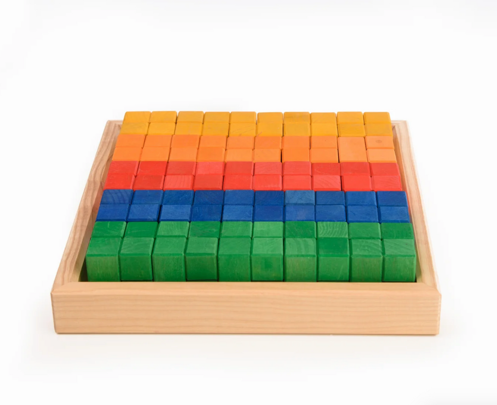 interlocking colorful wooden blocks