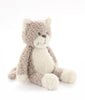 The Checkers The Cat Stuffed Animal features soft beige and white fur, small ears, a round face, and a fluffy tail. It sits upright against a plain white background, charmingly evoking farm life and perfectly sized for cuddling in a child's lap.