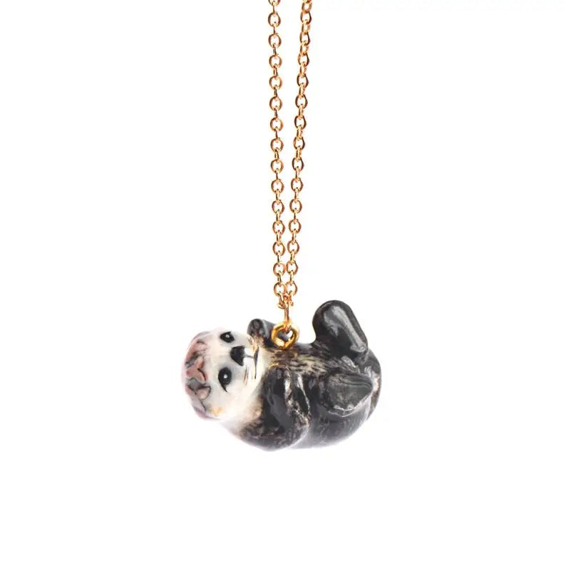 otter necklace with gold chain