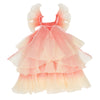 The Meri Meri Fairy Costume - Final Sale is a children's dress crafted with delicate, layered fabric in shades of pink and white. It features ruffled shoulder straps and a cascading, tiered skirt. This fairy dress exudes a soft, airy appearance with its flowy design, making it perfect for any magical occasion.