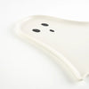 A Meri Meri Reusable Bamboo Ghost Plate, featuring a ghost shape with two black oval eyes and one black oval mouth, perfect for Halloween parties, captured on a white background.