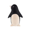 A **Handmade Tiny Wooden Penguin** made from Albizia wood, featuring a painted black back, head, flippers, and a white belly. The penguin sports a small beige beak and feet with a minimalist design and slightly pointed head. This handmade wooden toy stands upright, showcasing its simple elegance.