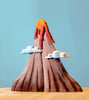 wooden volcano toy with clouds