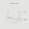 Illustration of the NORITER Signature Double-Sided Board Bundle stand displaying dimensions. The height is 37.0 inches, the depth is 20.8 inches, and another component measures 19.9 inches. The stand includes a base with vertical supports and is designed to hold an ivory-colored board for versatile use.