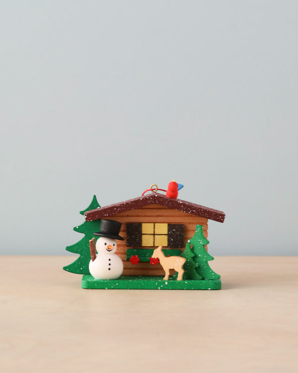 snowman cabin ornament 