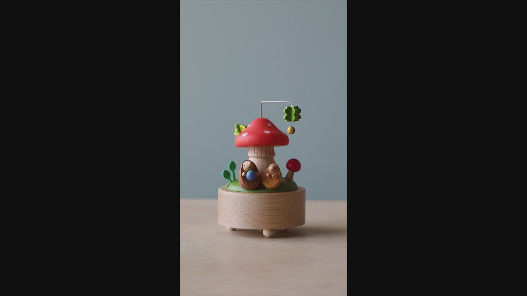 Mushroom and hedgehog themed music box