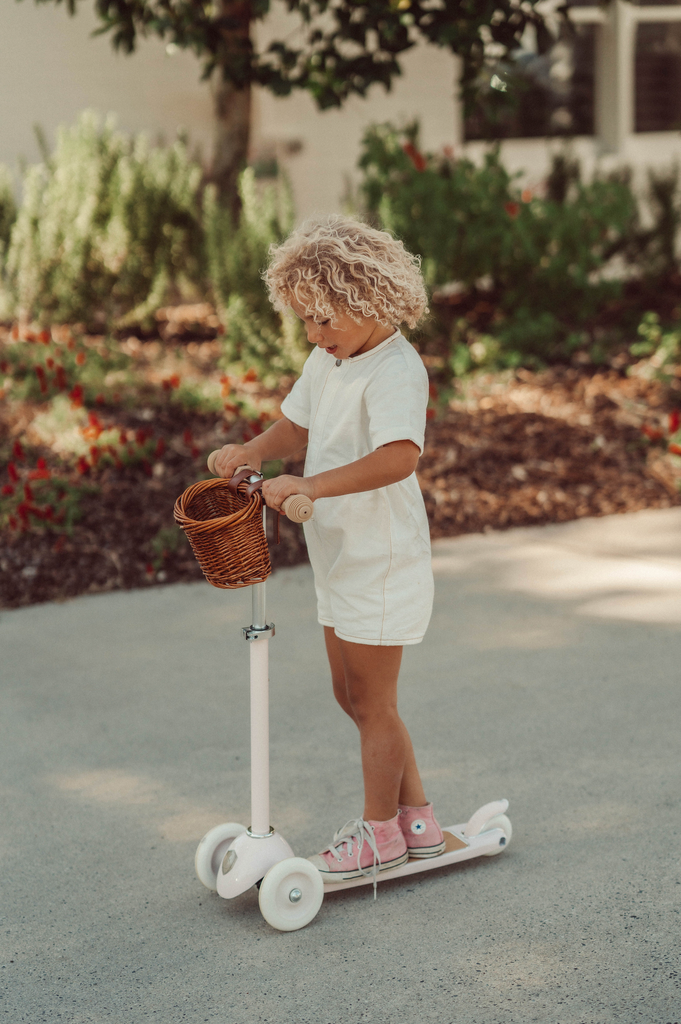 scooter with wicker basket