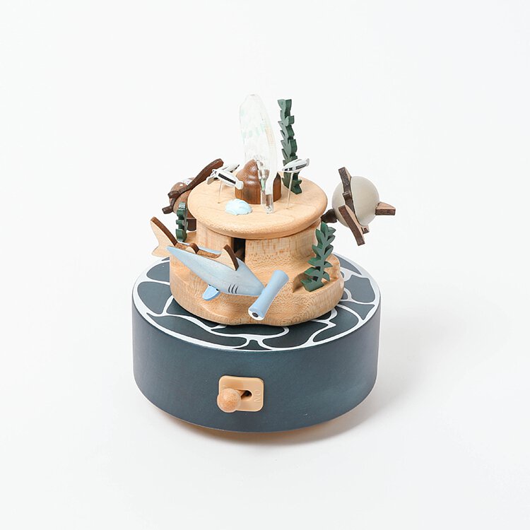 Ocean themed music box with sharks and stingrays going around