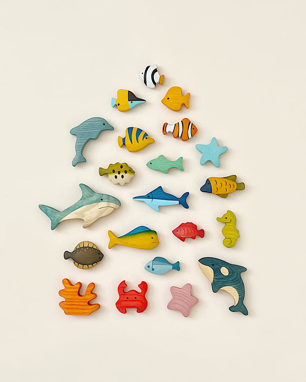 colorful wooden fish toys